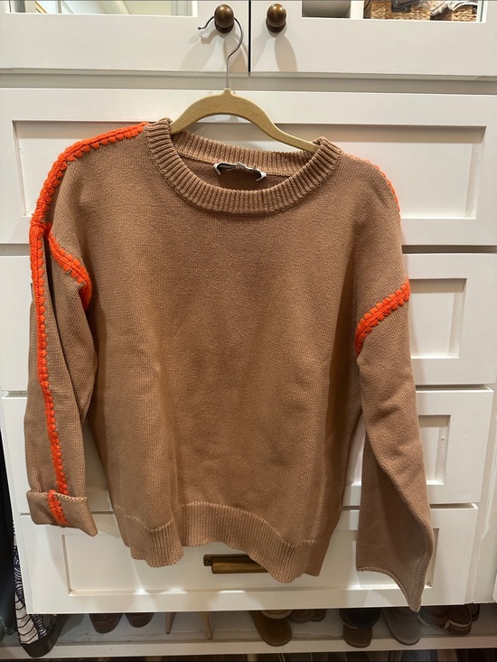English Factory Sweaters - English Factory tan cotton sweater w. 
orange accents. 
Size L.